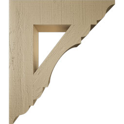 Ekena Millwork - BKTUR055X24X28OLY01RCPR - Timberthane Faux Wood Olympic Style Bracket, Traditional Ends, 5 1/2"W x 24"D x 28"H, Primed Tan