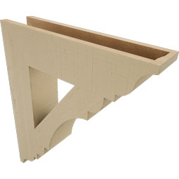 Ekena Millwork - BKTUR055X24X28OLY01RCPR - Timberthane Faux Wood Olympic Style Bracket, Traditional Ends, 5 1/2"W x 24"D x 28"H, Primed Tan