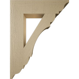 Ekena Millwork - BKTUR055X24X32OLY01RCPR - Timberthane Faux Wood Olympic Style Bracket, Traditional Ends, 5 1/2"W x 24"D x 32"H, Primed Tan