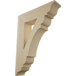 Ekena Millwork - BKTUR055X24X32OLY01RCPR - Timberthane Faux Wood Olympic Style Bracket, Traditional Ends, 5 1/2"W x 24"D x 32"H, Primed Tan