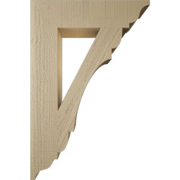 Ekena Millwork - BKTUR055X24X36OLY01RCPR - Timberthane Faux Wood Olympic Style Bracket, Traditional Ends, 5 1/2"W x 24"D x 36"H, Primed Tan