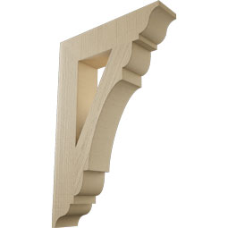 Ekena Millwork - BKTUR055X24X36OLY01RCPR - Timberthane Faux Wood Olympic Style Bracket, Traditional Ends, 5 1/2"W x 24"D x 36"H, Primed Tan