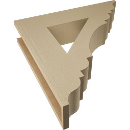 Ekena Millwork - BKTUR055X26X26OLY01RCPR - Timberthane Faux Wood Olympic Style Bracket, Traditional Ends, 5 1/2"W x 26"D x 26"H, Primed Tan