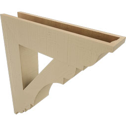 Ekena Millwork - BKTUR055X26X30OLY01RCPR - Timberthane Faux Wood Olympic Style Bracket, Traditional Ends, 5 1/2"W x 26"D x 30"H, Primed Tan
