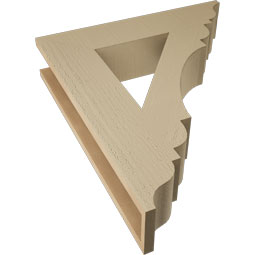 Ekena Millwork - BKTUR055X26X30OLY01RCPR - Timberthane Faux Wood Olympic Style Bracket, Traditional Ends, 5 1/2"W x 26"D x 30"H, Primed Tan