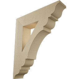 Ekena Millwork - BKTUR055X26X30OLY01RCPR - Timberthane Faux Wood Olympic Style Bracket, Traditional Ends, 5 1/2"W x 26"D x 30"H, Primed Tan