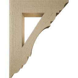 Ekena Millwork - BKTUR055X26X34OLY01RCPR - Timberthane Faux Wood Olympic Style Bracket, Traditional Ends, 5 1/2"W x 26"D x 34"H, Primed Tan