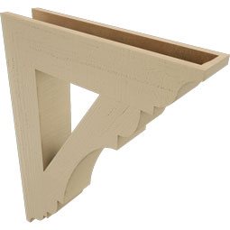 Ekena Millwork - BKTUR055X26X34OLY01RCPR - Timberthane Faux Wood Olympic Style Bracket, Traditional Ends, 5 1/2"W x 26"D x 34"H, Primed Tan