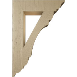 Ekena Millwork - BKTUR055X26X38OLY01RCPR - Timberthane Faux Wood Olympic Style Bracket, Traditional Ends, 5 1/2"W x 26"D x 38"H, Primed Tan