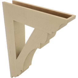 Ekena Millwork - BKTUR055X26X38OLY01RCPR - Timberthane Faux Wood Olympic Style Bracket, Traditional Ends, 5 1/2"W x 26"D x 38"H, Primed Tan