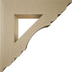 Ekena Millwork - BKTUR055X28X28OLY01RCPR - Timberthane Faux Wood Olympic Style Bracket, Traditional Ends, 5 1/2"W x 28"D x 28"H, Primed Tan