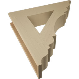Ekena Millwork - BKTUR055X28X28OLY01RCPR - Timberthane Faux Wood Olympic Style Bracket, Traditional Ends, 5 1/2"W x 28"D x 28"H, Primed Tan