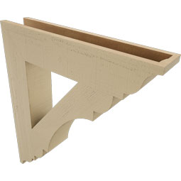 Ekena Millwork - BKTUR055X28X32OLY01RCPR - Timberthane Faux Wood Olympic Style Bracket, Traditional Ends, 5 1/2"W x 28"D x 32"H, Primed Tan