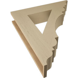 Ekena Millwork - BKTUR055X28X32OLY01RCPR - Timberthane Faux Wood Olympic Style Bracket, Traditional Ends, 5 1/2"W x 28"D x 32"H, Primed Tan