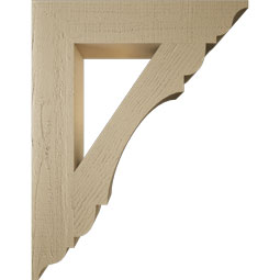 Ekena Millwork - BKTUR055X28X36OLY01RCPR - Timberthane Faux Wood Olympic Style Bracket, Traditional Ends, 5 1/2"W x 28"D x 36"H, Primed Tan