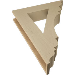 Ekena Millwork - BKTUR055X28X36OLY01RCPR - Timberthane Faux Wood Olympic Style Bracket, Traditional Ends, 5 1/2"W x 28"D x 36"H, Primed Tan
