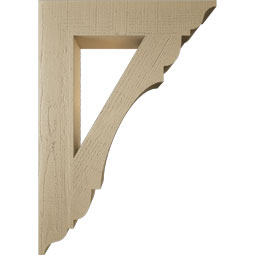 Ekena Millwork - BKTUR055X28X40OLY01RCPR - Timberthane Faux Wood Olympic Style Bracket, Traditional Ends, 5 1/2"W x 28"D x 40"H, Primed Tan