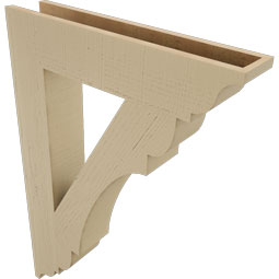 Ekena Millwork - BKTUR055X28X40OLY01RCPR - Timberthane Faux Wood Olympic Style Bracket, Traditional Ends, 5 1/2"W x 28"D x 40"H, Primed Tan