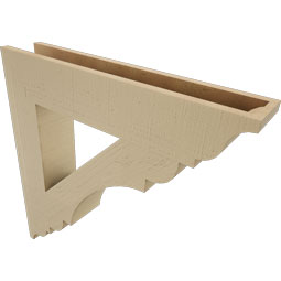 Ekena Millwork - BKTUR055X30X30OLY01RCPR - Timberthane Faux Wood Olympic Style Bracket, Traditional Ends, 5 1/2"W x 30"D x 30"H, Primed Tan