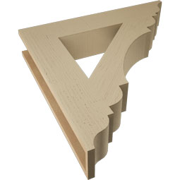 Ekena Millwork - BKTUR055X30X30OLY01RCPR - Timberthane Faux Wood Olympic Style Bracket, Traditional Ends, 5 1/2"W x 30"D x 30"H, Primed Tan
