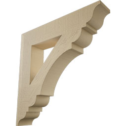 Ekena Millwork - BKTUR055X30X30OLY01RCPR - Timberthane Faux Wood Olympic Style Bracket, Traditional Ends, 5 1/2"W x 30"D x 30"H, Primed Tan
