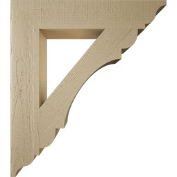 Ekena Millwork - BKTUR055X30X34OLY01RCPR - Timberthane Faux Wood Olympic Style Bracket, Traditional Ends, 5 1/2"W x 30"D x 34"H, Primed Tan