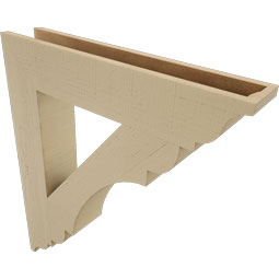 Ekena Millwork - BKTUR055X30X34OLY01RCPR - Timberthane Faux Wood Olympic Style Bracket, Traditional Ends, 5 1/2"W x 30"D x 34"H, Primed Tan