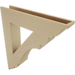 Ekena Millwork - BKTUR055X30X36OLY01RCPR - Timberthane Faux Wood Olympic Style Bracket, Traditional Ends, 5 1/2"W x 30"D x 36"H, Primed Tan