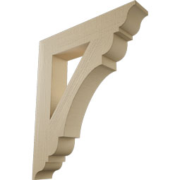 Ekena Millwork - BKTUR055X30X36OLY01RCPR - Timberthane Faux Wood Olympic Style Bracket, Traditional Ends, 5 1/2"W x 30"D x 36"H, Primed Tan