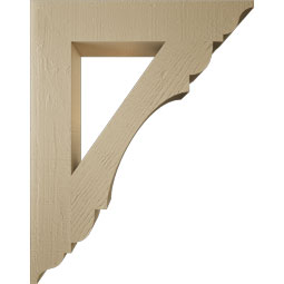 Ekena Millwork - BKTUR055X30X38OLY01RCPR - Timberthane Faux Wood Olympic Style Bracket, Traditional Ends, 5 1/2"W x 30"D x 38"H, Primed Tan