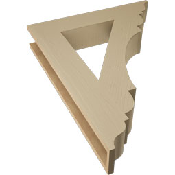 Ekena Millwork - BKTUR055X30X38OLY01RCPR - Timberthane Faux Wood Olympic Style Bracket, Traditional Ends, 5 1/2"W x 30"D x 38"H, Primed Tan