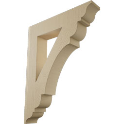 Ekena Millwork - BKTUR055X30X38OLY01RCPR - Timberthane Faux Wood Olympic Style Bracket, Traditional Ends, 5 1/2"W x 30"D x 38"H, Primed Tan