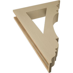Ekena Millwork - BKTUR055X30X42OLY01RCPR - Timberthane Faux Wood Olympic Style Bracket, Traditional Ends, 5 1/2"W x 30"D x 42"H, Primed Tan