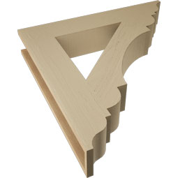 Ekena Millwork - BKTUR055X32X32OLY01RCPR - Timberthane Faux Wood Olympic Style Bracket, Traditional Ends, 5 1/2"W x 32"D x 32"H, Primed Tan