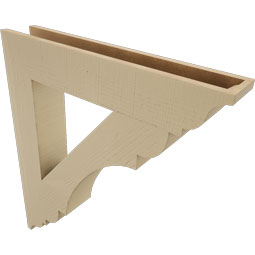 Ekena Millwork - BKTUR055X32X36OLY01RCPR - Timberthane Faux Wood Olympic Style Bracket, Traditional Ends, 5 1/2"W x 32"D x 36"H, Primed Tan