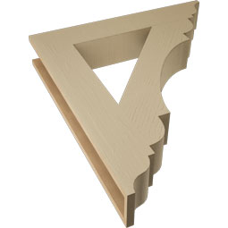 Ekena Millwork - BKTUR055X32X36OLY01RCPR - Timberthane Faux Wood Olympic Style Bracket, Traditional Ends, 5 1/2"W x 32"D x 36"H, Primed Tan