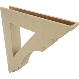 Ekena Millwork - BKTUR055X32X38OLY01RCPR - Timberthane Faux Wood Olympic Style Bracket, Traditional Ends, 5 1/2"W x 32"D x 38"H, Primed Tan