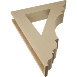 Ekena Millwork - BKTUR055X32X38OLY01RCPR - Timberthane Faux Wood Olympic Style Bracket, Traditional Ends, 5 1/2"W x 32"D x 38"H, Primed Tan