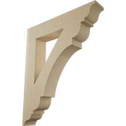 Ekena Millwork - BKTUR055X32X38OLY01RCPR - Timberthane Faux Wood Olympic Style Bracket, Traditional Ends, 5 1/2"W x 32"D x 38"H, Primed Tan