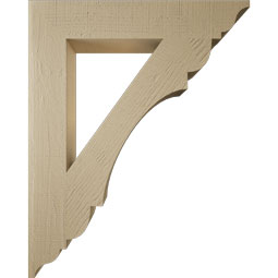 Ekena Millwork - BKTUR055X32X40OLY01RCPR - Timberthane Faux Wood Olympic Style Bracket, Traditional Ends, 5 1/2"W x 32"D x 40"H, Primed Tan