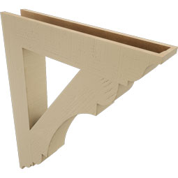 Ekena Millwork - BKTUR055X32X40OLY01RCPR - Timberthane Faux Wood Olympic Style Bracket, Traditional Ends, 5 1/2"W x 32"D x 40"H, Primed Tan