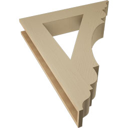 Ekena Millwork - BKTUR055X32X40OLY01RCPR - Timberthane Faux Wood Olympic Style Bracket, Traditional Ends, 5 1/2"W x 32"D x 40"H, Primed Tan