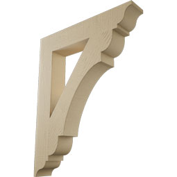 Ekena Millwork - BKTUR055X32X40OLY01RCPR - Timberthane Faux Wood Olympic Style Bracket, Traditional Ends, 5 1/2"W x 32"D x 40"H, Primed Tan