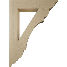 Ekena Millwork - BKTUR055X32X44OLY01RCPR - Timberthane Faux Wood Olympic Style Bracket, Traditional Ends, 5 1/2"W x 32"D x 44"H, Primed Tan
