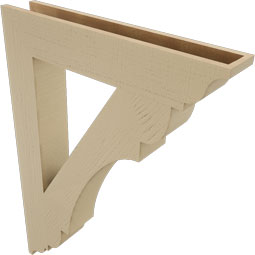 Ekena Millwork - BKTUR055X32X44OLY01RCPR - Timberthane Faux Wood Olympic Style Bracket, Traditional Ends, 5 1/2"W x 32"D x 44"H, Primed Tan