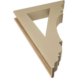 Ekena Millwork - BKTUR055X32X44OLY01RCPR - Timberthane Faux Wood Olympic Style Bracket, Traditional Ends, 5 1/2"W x 32"D x 44"H, Primed Tan