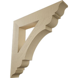 Ekena Millwork - BKTUR055X34X34OLY01RCPR - Timberthane Faux Wood Olympic Style Bracket, Traditional Ends, 5 1/2"W x 34"D x 34"H, Primed Tan