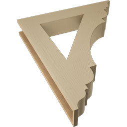 Ekena Millwork - BKTUR055X34X40OLY01RCPR - Timberthane Faux Wood Olympic Style Bracket, Traditional Ends, 5 1/2"W x 34"D x 40"H, Primed Tan