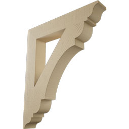 Ekena Millwork - BKTUR055X34X40OLY01RCPR - Timberthane Faux Wood Olympic Style Bracket, Traditional Ends, 5 1/2"W x 34"D x 40"H, Primed Tan