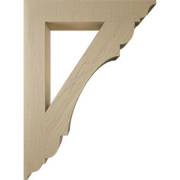 Ekena Millwork - BKTUR055X34X46OLY01RCPR - Timberthane Faux Wood Olympic Style Bracket, Traditional Ends, 5 1/2"W x 34"D x 46"H, Primed Tan